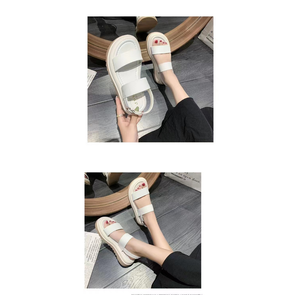 รองเท้าแตะ รัดส้นเท้าสายคาดสองเส้นรองเท้ายางนิ่มใส่สบาย ทรงสวยโชว์นิ้วเท้า TP344หากหน้าเท้าอูมหรือกว้าง บวกเพิ่ม1ไซส์