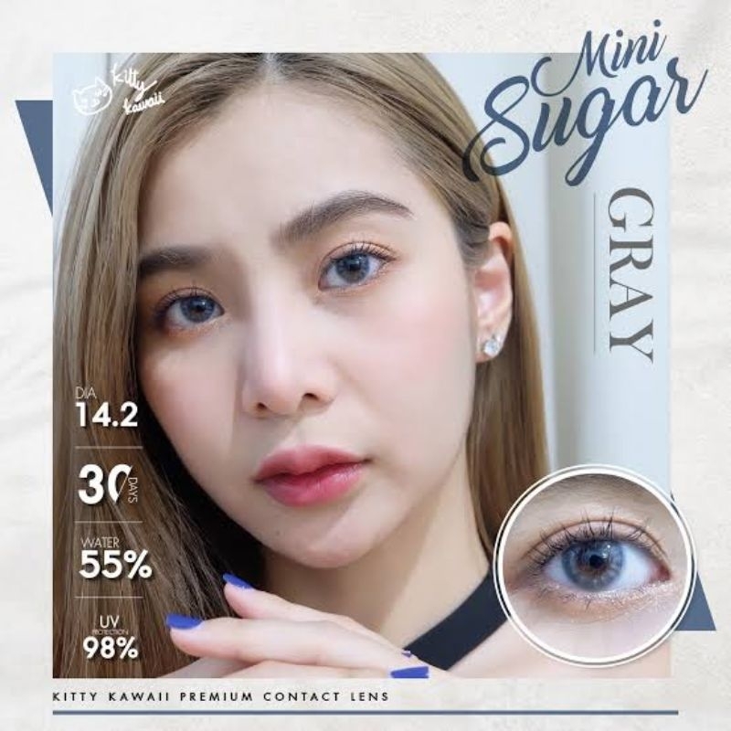 คอนแทคเลนส์ รุ่น Mini Sugar สีเทา/ตาล/ฟ้า/เขียว/ม่วง Gray/Brown/Blue/Green/Violet มีค่าสายตาปกติ (0.00)