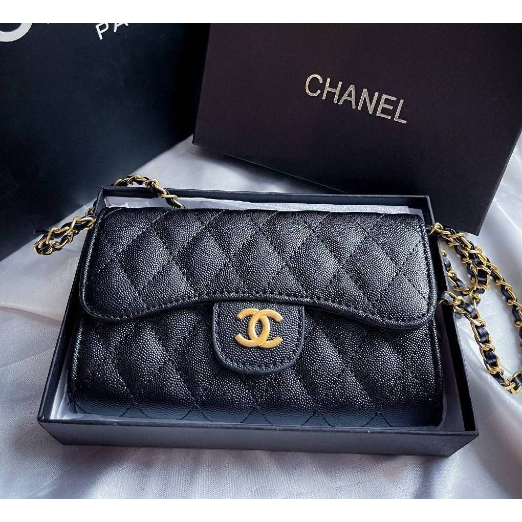 Chanel  flap long wallet with chain
