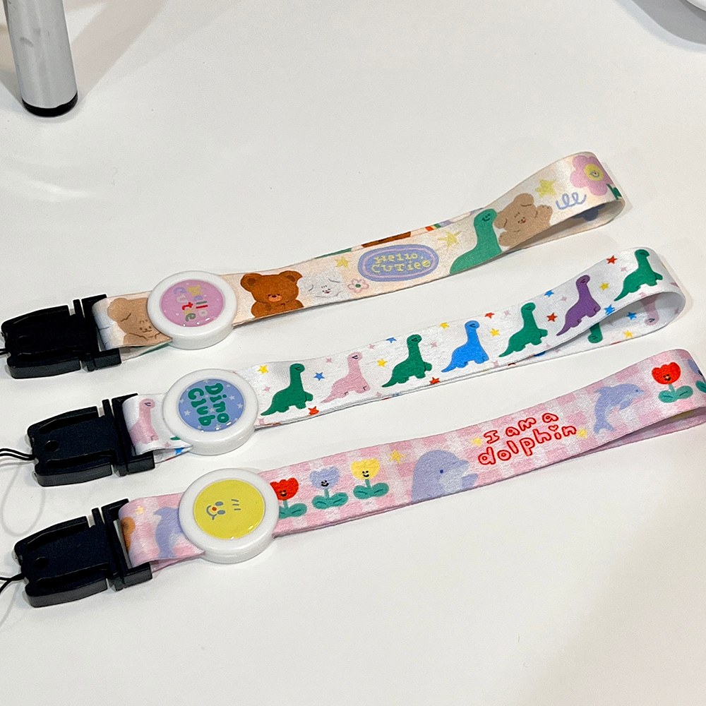 Handy lanyard สายคล้องมือห้อยมือถือลายน่ารัก ไดโน เทีดดี้ โลมา ท้องฟ้า | Stickwithme4ev
