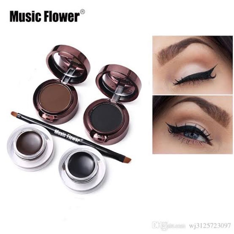 Eyes 100 บาท มิวสิคฟลาวเวอร์ เจล อายไลน์เนอร์+คิ้วฝุ่น ในตลับเดียว Music Flower 2 in 1 Gel Eyeliner & Eyebrow Powder Beauty