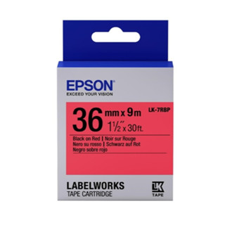 เทปพิมพ์ อักษร ฉลาก Epson LK-7RBP อักษรดำบนพื้นแดง 36 มม. (9m) Office Link