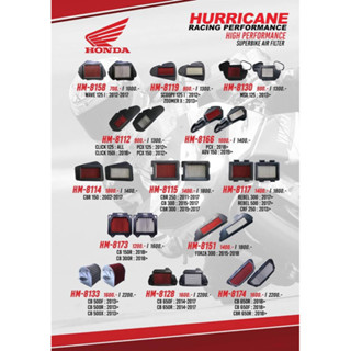 กรองอากาศรถแต่ง Hurricane แท้ 100%  HONDA  แบบผ้า CBR650/500/300/250