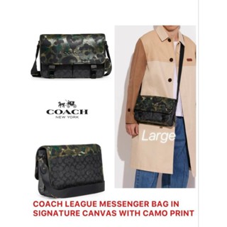 COACH LEAGUE MESSENGER BAG IN SIGNATURE CANVAS WITH CAMO PRINT กระเป๋าสะพายข้างผู้ชาย