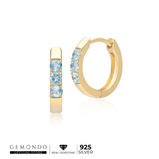 Gemondo ต่างหูเงิน 925 Sterling Silver ประดับลอนดอนบลูโทแพซ (London Blue Topaz) ทรงต่างหูห่วง : ต่างหูพลอย ต่างหูพลอยแท้