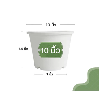 กระถางต้นไม้ 10 นิ้ว กระถางพลาสติก กระถางต้นไม้พลาสติก สีดำเงา สีขาว สีอิฐ (รุ่นหนา)