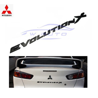 โลโก้ 3D ตัวนูน ตัวอักษร EVOLUTION X สีดำ ขนาด 37 x 2 cm MITSUBISHI LANCER Sticker สติ๊กเกอร์ ติด ท้ายรถ โลโก้ติดรถ