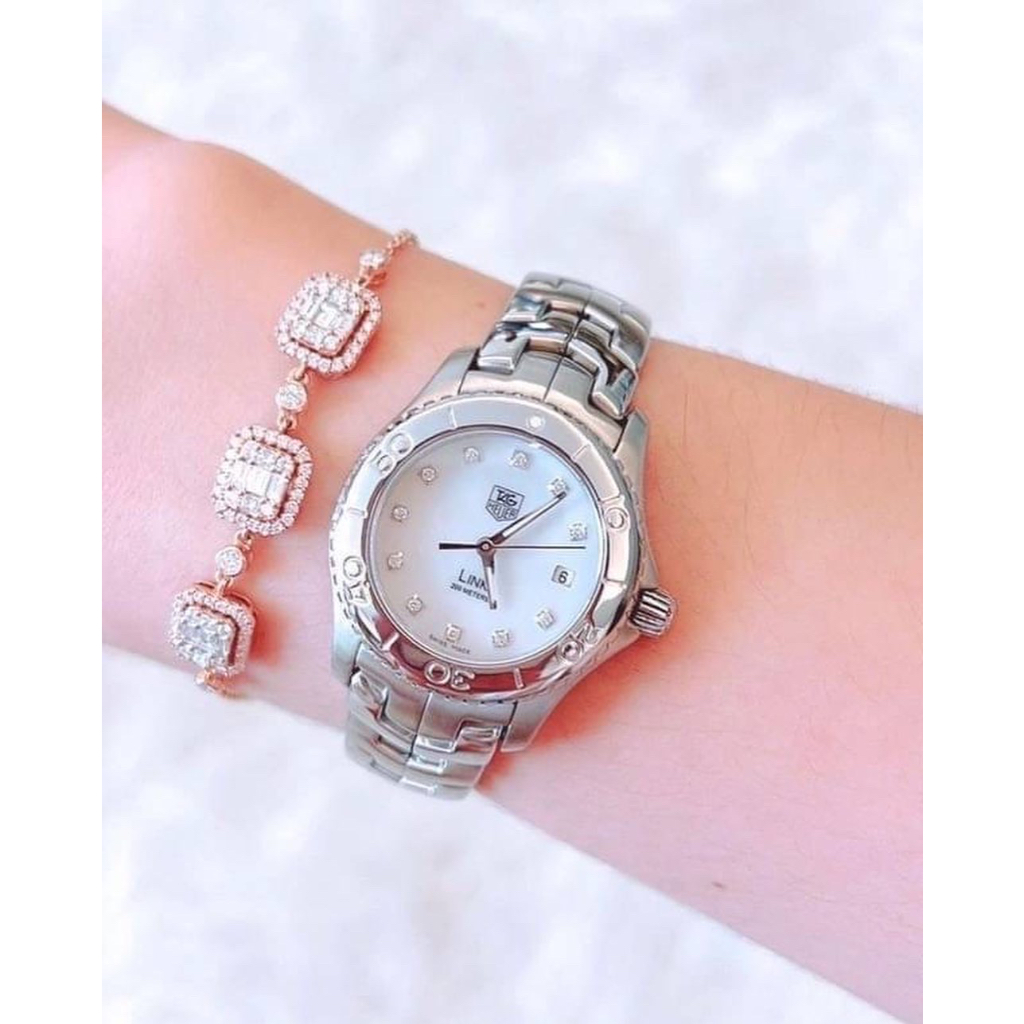 Tag heuer link white pearl diamonds lady watch