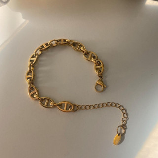 Hazel chain bracelet (18k+stainless steel) - สร้อยข้อมืองานสแตนเลสสายโซ่