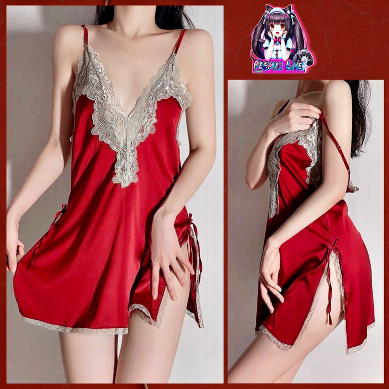 ชุดนอนผ้าลื่นซาตินนุ่มมาก ชุดนอนสาวอวบXXL(4สี)พร้อมส่ง - รูปที่ 2