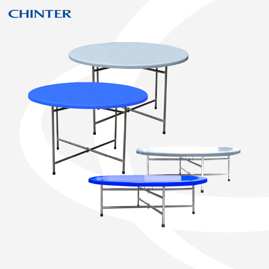 CHINTER  TB1,TB3โต๊ะจีนพลาสติก120ซม.เกรดA พร้อมขาตั้งโต๊ะเหล็กแป๊บ อย่างหนา และโต๊ะจีนพับได้ สกรีน/ไม่สกรีน