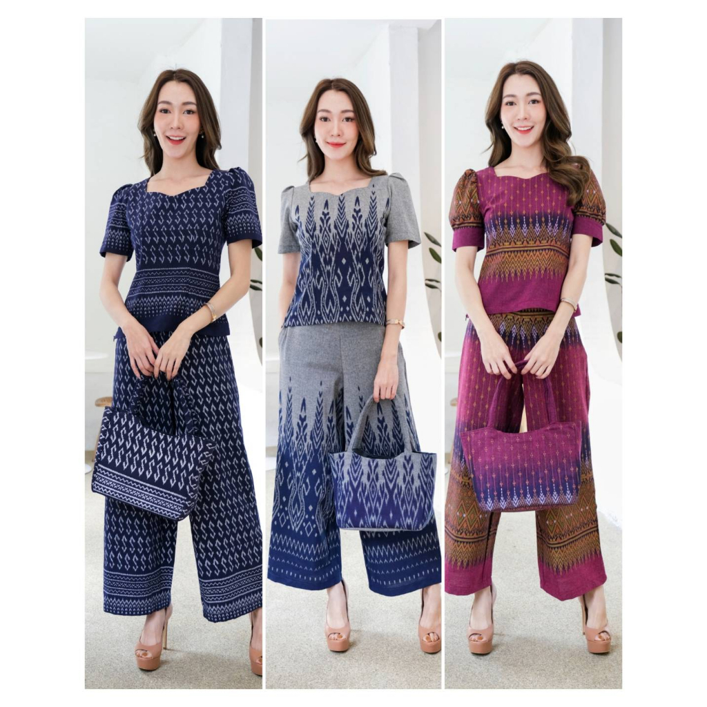 #ชุดเซ็ตเสื้อกางเกง #แบรนด์สรัลพรผ้าไทย #ผ้าฝ้ายหมักโคลน #เสื้อdesign #กางเกงซิปข้าง