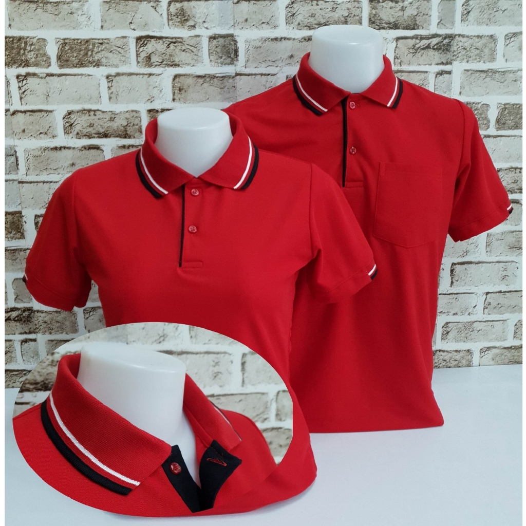 เสื้อโปโลเปล่า(ไม่ปัก) สีแดง เสื้อแดง สวยสดใส ผ้านุ่มใส่สบาย