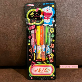 Set ปากกา Zebra Sarasa Clip จากญี่ปุ่น ลาย Doraemon แบบ Neon หัว 0.5 รวม 4 แท่ง