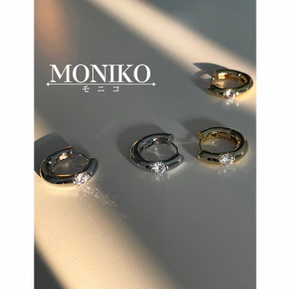 MONIKO ต่างหูโลหะ ประดับเพทาย ขนาดเล็ก สวยหรู สําหรับผู้หญิง