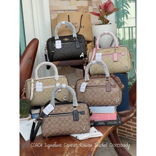 COACH Signature Canvas Rowan Satchel Crossbody กระเป๋าทรงหมอน