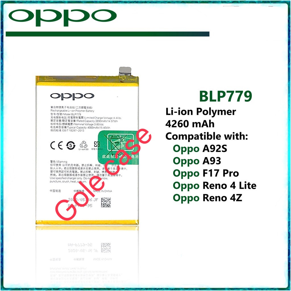 แบตเตอรี่ แท้ สำหรับ Oppo A92S / Oppo A93 / Oppo F17 Pro / Oppo Reno 4 Lite / Oppo Reno 4Z BLP779 4000mAh ส่งจาก กทม
