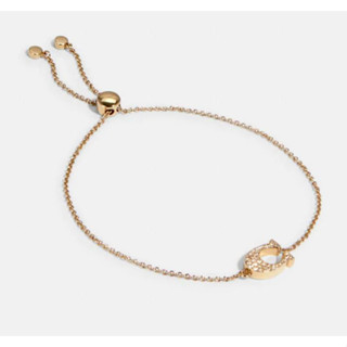 พร้อมส่ง แท้ 🇺🇸💯% New Coach กำไล PAVE SIGNATURE SLIDER BRACELET (COACH 91427) GOLD