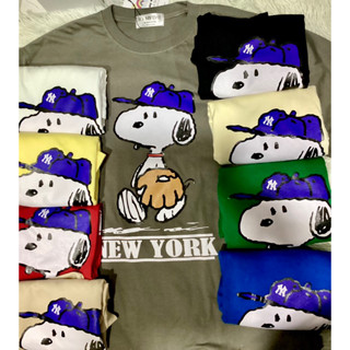 เสื้อโอเวอร์ไซส์งานสกรีนลายสนูปปี้Newyorkป้ายItmyday