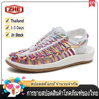 ZHE【จัดส่งในไทย 1-3 วันได้รับ】รองเท้าแตะไทย, รองเท้าผู้หญิง, รองเท้าผ้าใบ Keeenis สำหรับผู้ชายและผู้หญิง