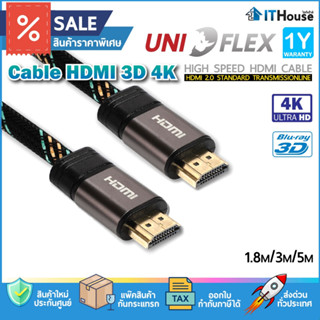 🔌UNIFLEX HDMI ยาว 1.8M, 3M, 5M, 10M, 15M⚡สาย HDMI 2.0 4K@60Hz M/M สายแปลงสัญญาณ สำหรับต่อจอคอมพิวเตอร์ และทีวี ส่งด่วน