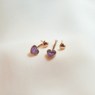 เครื่องประดับ Rock Me Jewelry รุ่น Double Mini Heart Earrings ต่างหู ทองเหลือง ประดับพลอย