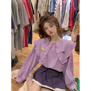 [𝗣𝗥𝗘-𝗢𝗥𝗗𝗘𝗥] 🌷Tulip shirt เสื้อแขนยาวแต่งปกปักดอกทิวลิป