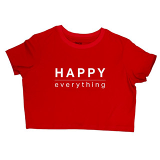 เสื้อ crop top สกรีนลาย happy everything พร้อมส่ง🔥