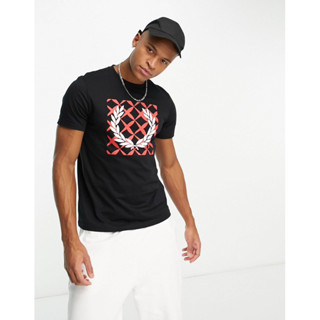 Fred Perry Cross Stitch Graphic T-Shirt in Black