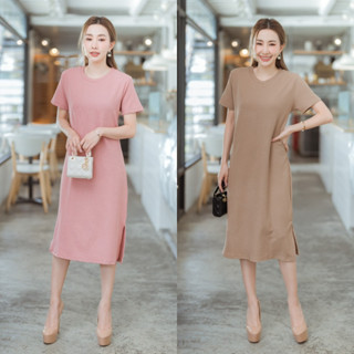 La dress   เดรสคอกลมร่องไหมพรม ผ่าข้าง 960 ARDIGAN_NISTA