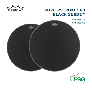 REMO USA. POWERSTROKE® P3 BLACK SUEDE™ DRUMHEADS ขนาด 20”-22”