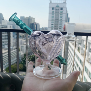 Heart glass bong บ้องแก้วรูปหัวใจใหญ่ ตัวสีชมพู ลูกศรสีเขียว