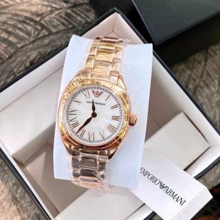 ✨ผ่อน0%แท้100%✨ นาฬิกาข้อมือ Emporio Armani Womens Two-Hand Rose Gold Watch AR11038