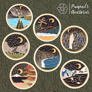 🇹🇭 พร้อมส่ง : 🌃 เข็มกลัดเซ็ททัศนีภาพยามค่ำคืน | Night View Enamel Brooch Pin Set.