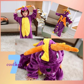 7C199 ชุดเด็ก ชุดมาสคอต ชุดนอน ชุดแฟนซี มังกร ก๊อตจิ ไดโนเสาร์ สีม่วง Mascot Purple Dinosaur Dragon Costumes