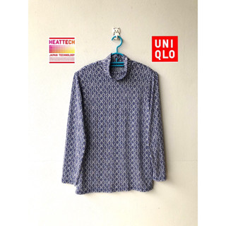 เสื้อคอกลม แขนยาว Uniqlo Heattech มีลายสวยๆ มือสอง เหมือนใหม่มาก