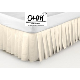 OHM Bed Skirt-กระโปรงเตียงแบบจีบรอบ ผ้าเครปซาติน 220 เส้น ขนาด 7 ฟุต (สีครีม)