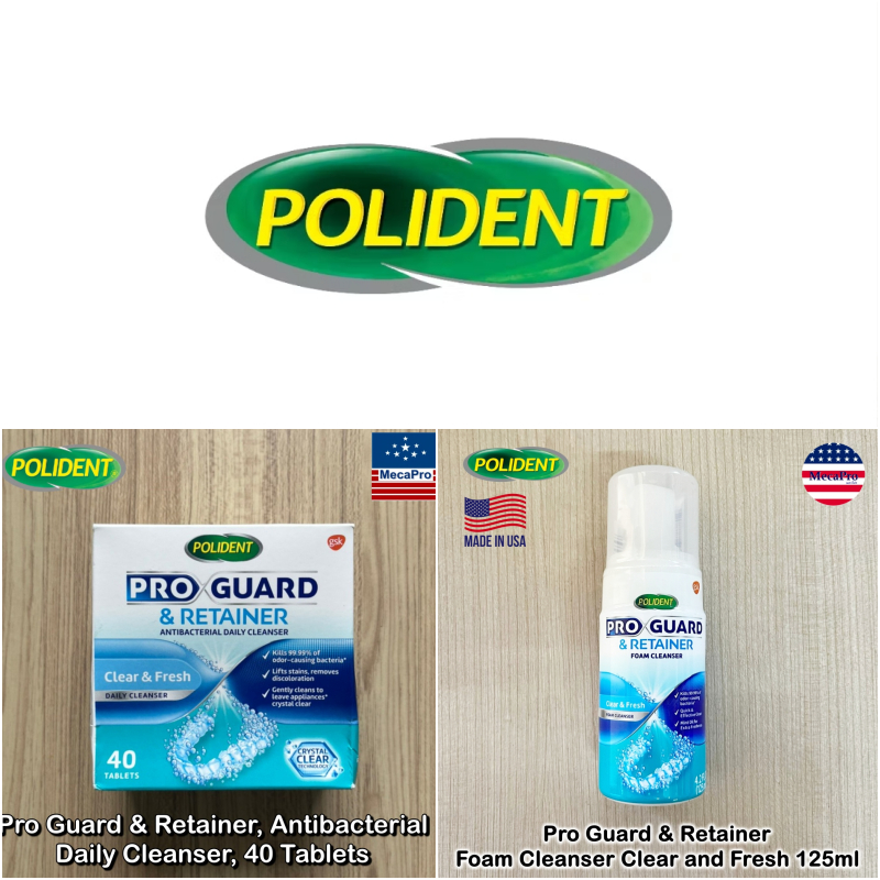 Polident® Pro Guard &amp; Retainer Antibacterial Daily Cleanser, Clear &amp; Fresh ผลิตภัณฑ์ทำความสะอาด ฟันปลอมและรีเทนเนอร์