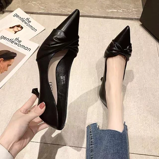 รองเท้าส้นสูง ส้น2-3นิ้ว ทรงสวย สไตล์เกาหลี พร้อมส่งจากไทย 2สี KRG340
