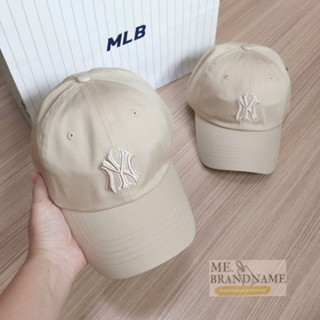 ของแท้ 💯% MLB basic unstructured Ball Cap หมวกสีเบจ logo NY 🏷🏷