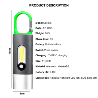 ไฟฉายแรงสูง ขนาดเล็ก แบบพกพา / พวงกุญแจชาร์จ USB ไฟทํางาน / LED ไฟฉายกันน้ํา สําหรับตั้งแคมป์กลางแจ้ง WH-901