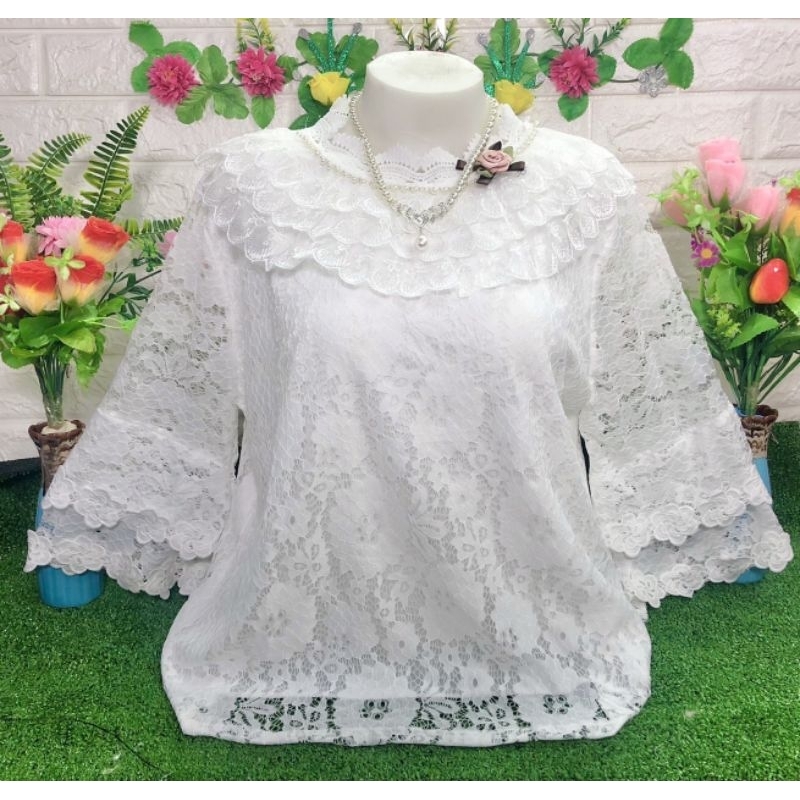 เสื้อลูกไม้ผ้านิ่ม อก 38-42 นิ้ว อก 44-48 นิ้วใส่ได้งานฟรีไซส์ มีชับในตัวจ้า รหัส A