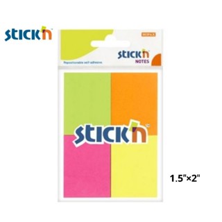 STICK’N กระดาษโน้ตกาวในตัว สี NEON ขนาด 1.5"×2" (คละสี 4 สี x 50แผ่น รวม 200 แผ่น)