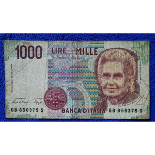 แบงก์​อิตาลี​ Italy,1000 Lire, B411L, ใช้แล้ว