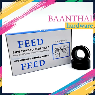 เทป พัน เกลียว (20ม้วน) PTFE100% ยี่ห้อ FEED 10m x 12mm x 0.05 mm อย่างหนา คุ้มค่า ราคาถูก