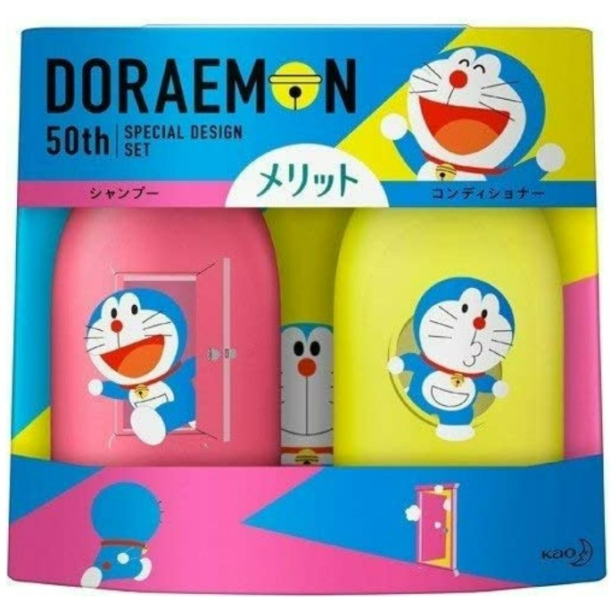 Kao Doraemon Merit the mild Foam Shampoo &amp; Conditioner ขวดปั๊ม เซ็ตคู่ สินค้าญี่ปุ่น