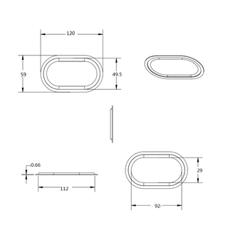 58120 Stainless Passive radiator bass 58mm x 120mm พาสซีฟ เรดิเอเตอร์ แผ่นพาสซีฟ พาสซีฟเบส
