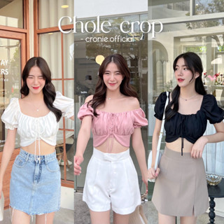 ♡ Cronie | Chole crop เสื้อครอปแขนตุ๊กตา เว้าหน้า ดีเทลโบผูกสุดคิ้ว