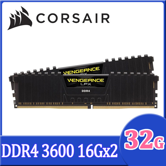 32GB (16GBx2) DDR4 3600MHz RAM (แรมพีซี) CORSAIR VENGEANCE LPX (CMK32GX4M2D3600C18)