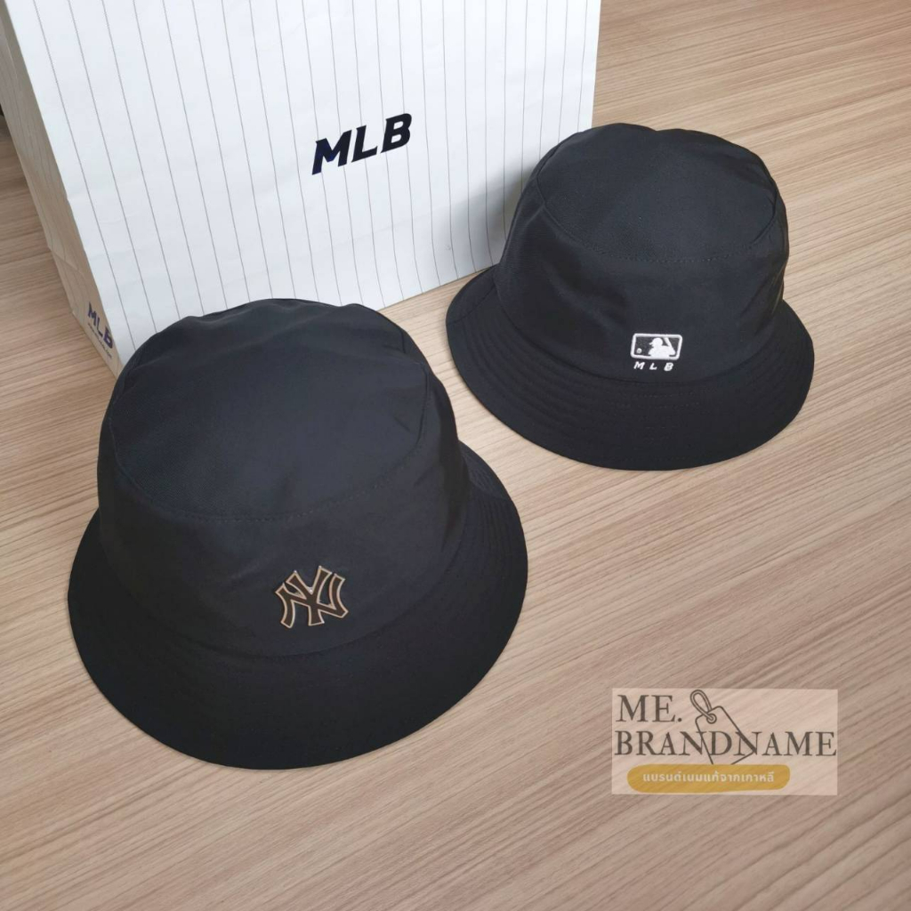MLB ของแท้ 💯% MLB Nylon Bucket Hat หมวกปีกสีดำ logo NY ⚫️⚫️